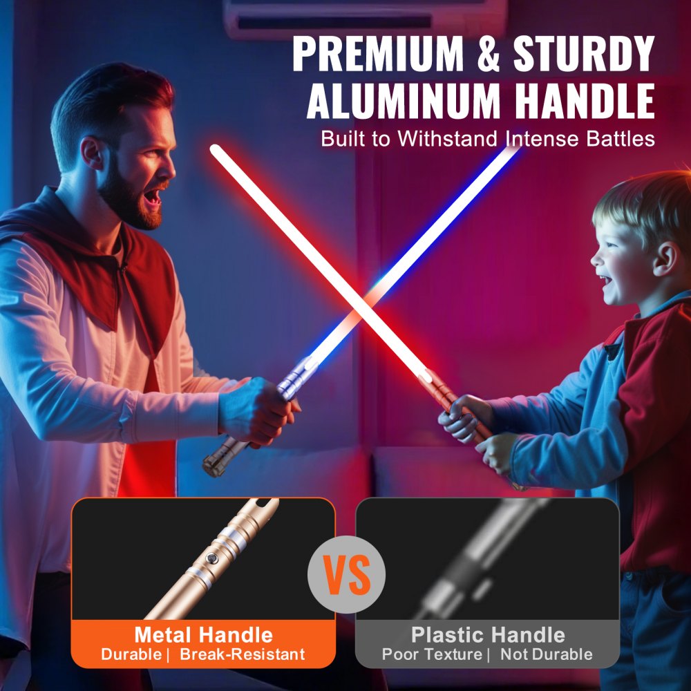 VEVOR Light Sword, Light up Sword with 12 RGB Colors, FX Sound and Realistic Handle, Rechargeable Light Up Sword Toy for Adults and Kids, Christmas Day, Halloween Cosplay, Birthday, Gold