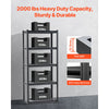 VEVOR Storage Shelves, 2000 lbs, 5 Tier Garage Storage Shelving, 16" D x 32" W x 72" H Adjustable Metal Shelves for Garage Shelves Utility Rack Shelf, Ideal for Kitchen, Warehouse, Basement, Black