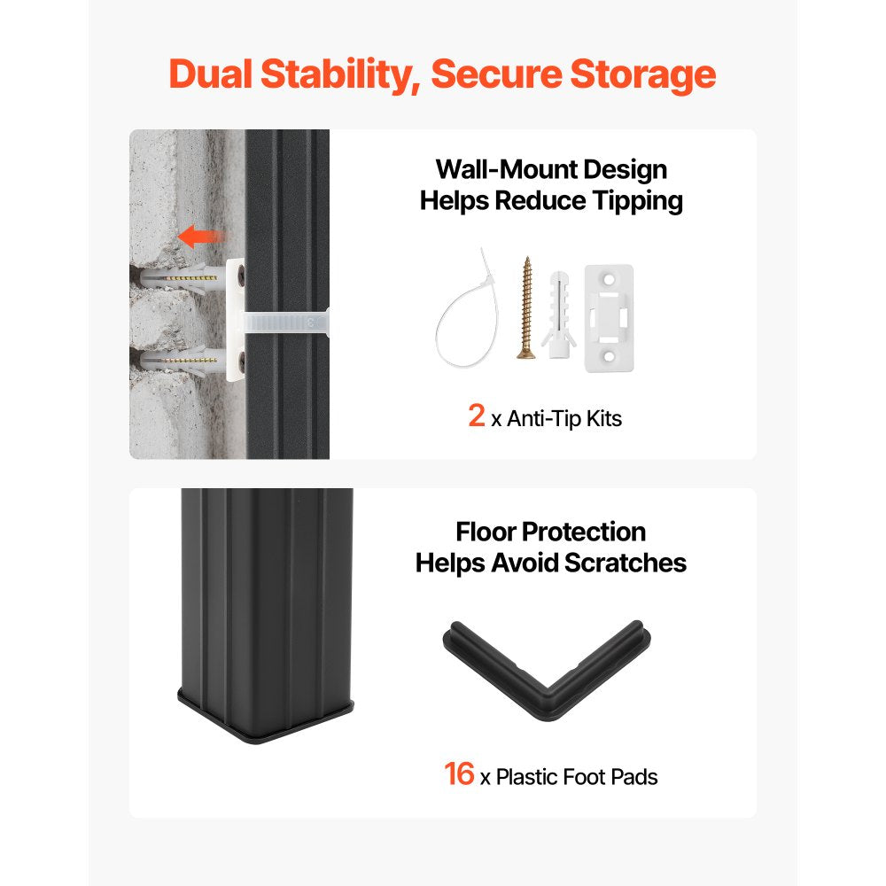 VEVOR Storage Shelves, 5-Tier Adjustable, 3000 lbs Capacity, Heavy Duty Garage Storage Shelving Unit, Metal Utility Rack Shelf, for Garage Warehouse Basement Kitchen, 40.55" W x 18.31" D x 71.38" H