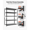 VEVOR Storage Shelves, 5-Tier Adjustable, 3000 lbs Capacity, Heavy Duty Garage Storage Shelving Unit, Metal Utility Rack Shelf, for Garage Workshop Warehouse Basement, 48.43" W x 20.55" D x 71.38" H