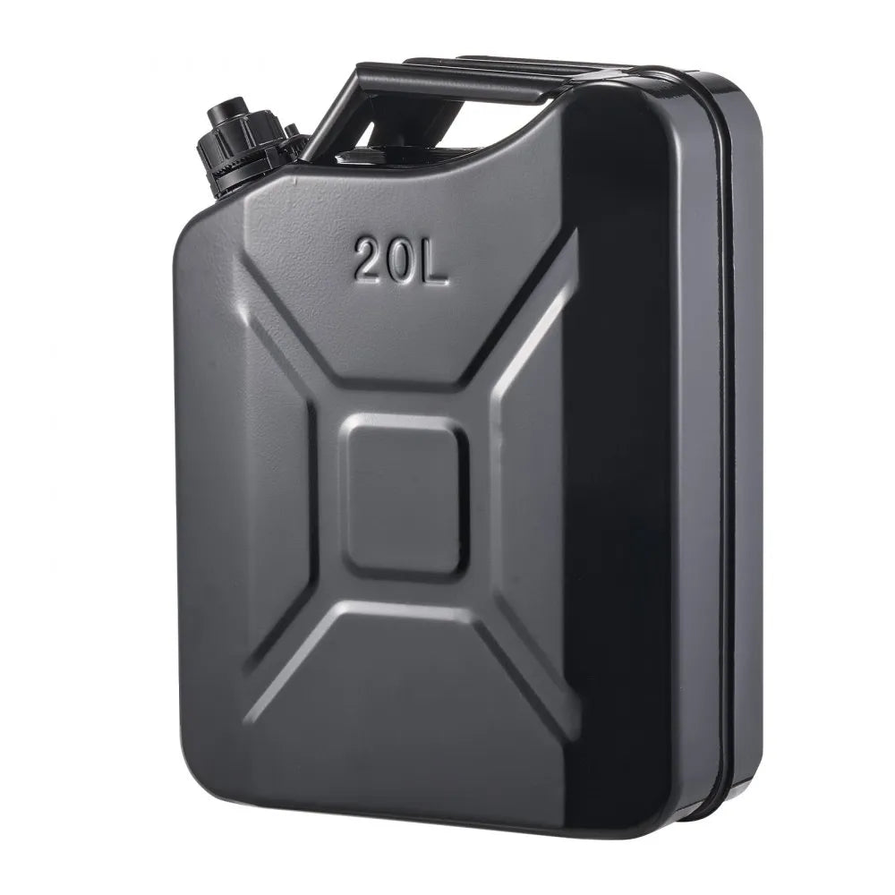Newly Upgraded Oil-Tight！VEVOR Metal Fuel Container, 5.3 Gallon, Fuel Jerry Can with Spout and Comfort Handle, 6 L/min Max Flow Rate, Leakproof & Corrosion-resistant Metal Gas Tank Most Cars Motorcycle ATV UTV, Black