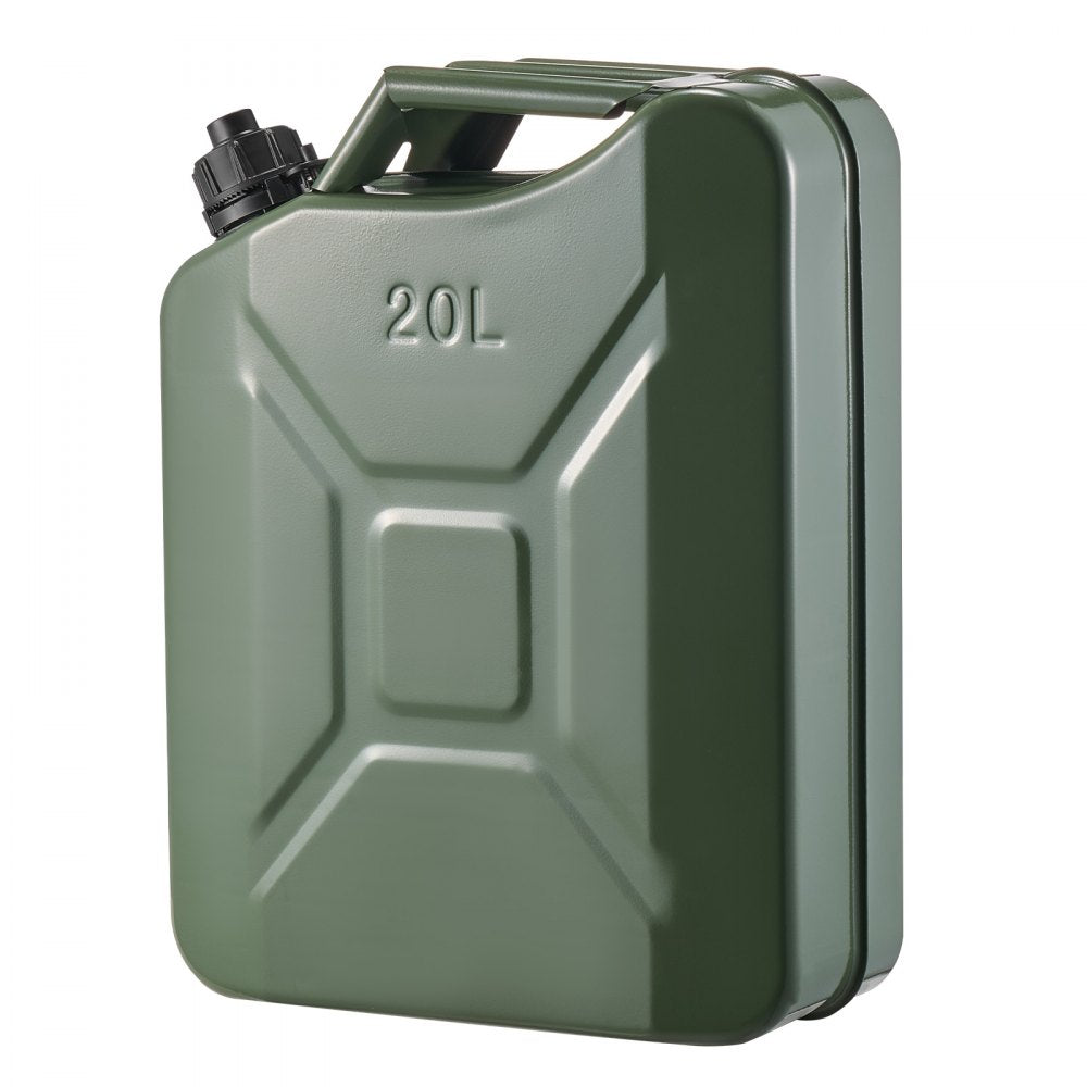 Newly Upgraded Oil-Tight！VEVOR Metal Fuel Container, 5.3 Gallon, Fuel Jerry Can with Spout and Comfort Handle, 6 L/min Max Flow Rate, Leakproof & Corrosion-resistant Metal Gas Tank Most Cars Motorcycle ATV UTV, Green