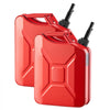 Newly Upgraded Oil-Tight！VEVOR Metal Fuel Container, 5.3 Gallon, Fuel Jerry Can with Spout and Comfort Handle, 6 L/min Max Flow Rate, Leakproof & Corrosion-resistant Metal Gas Tank Most Cars Motorcycle ATV UTV, Red, 2 Packs