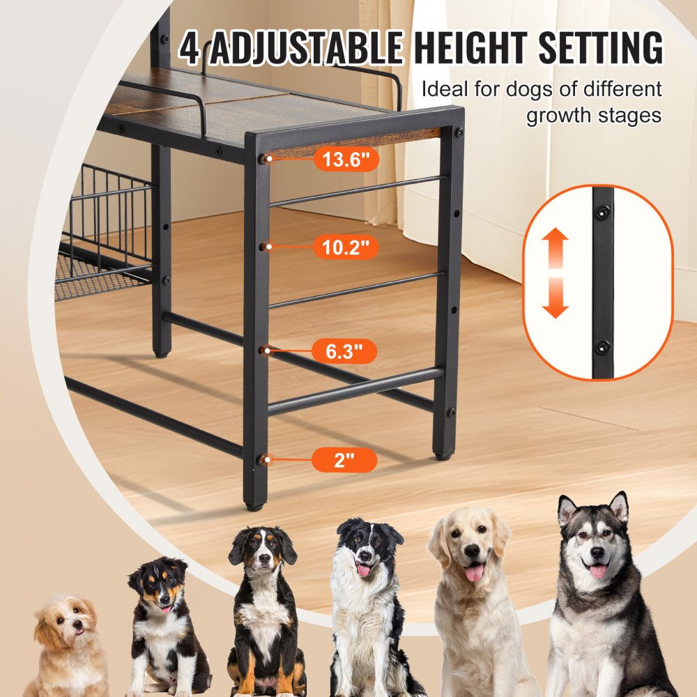 Pet Feeding Station with Storage, Elevated Dog Bowls, Raised Dog Bowl Stand, Dog Food Storage And Feeder Station with Storage Shelves, Pet Toy Storage