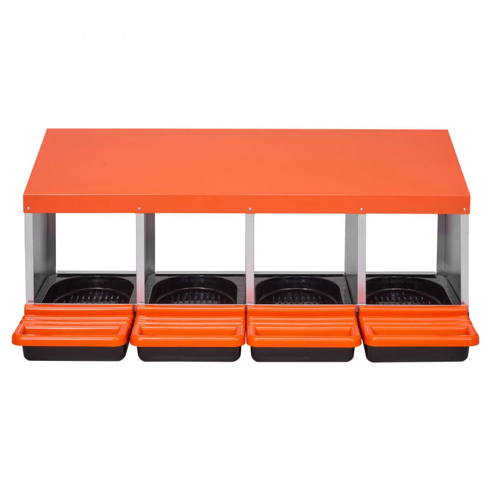 VEVOR Chicken Nest Box, 4-Compartment, 15 to 30 in Stable & Corrosion-Resistant Metal Nesting Boxes with Inclined Nesting Boxes, Bottom Holes & Resting Platform, Fit for Different Chicken Breeds