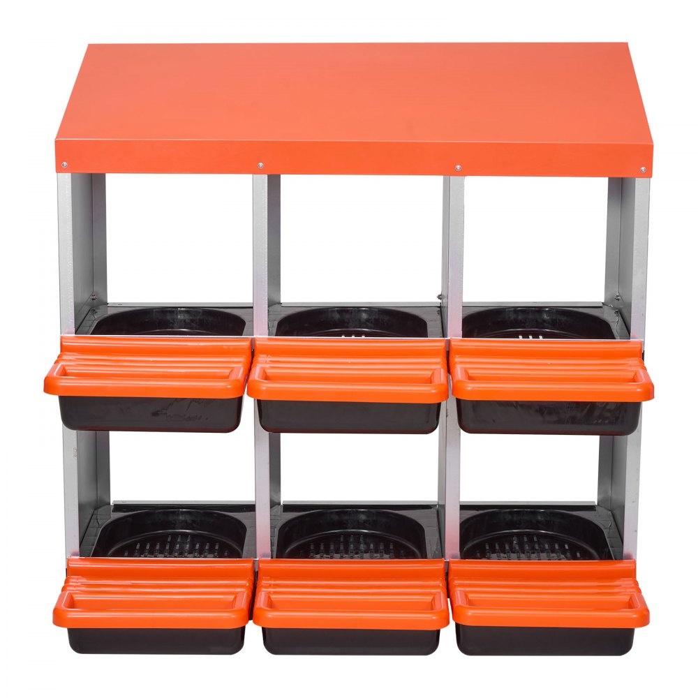 VEVOR Chicken Nest Box, 6-Compartment, 30 to 45 in Stable & Corrosion-Resistant Metal Nesting Boxes with Inclined Nesting Boxes, Bottom Holes & Resting Platform, Fit for Different Chicken Breeds