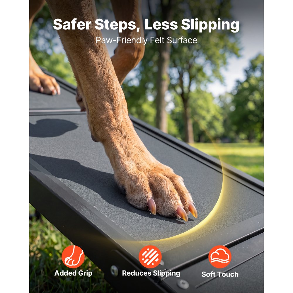 VEVOR Dog Ramp for Car 63" L x 17" W Foldable Pet Ramp Sandpaper Surface, for SUV Car Truck Outdoor, 250 lbs Capacity, Extra Long and Wide Gentler Climb, Non-Slip Portable for Medium & Large Dogs