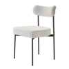 VEVOR Boucle Dining Chairs Set of 2, Mid Century Modern Sherpa Accent Chairs, Upholstered Side Chair for Dining Table, Space-Saving White Kitchen Table Chair with Curved Backrest and Black Metal Legs