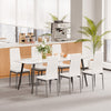 VEVOR Modern Dining Room Accent Chairs Set of 4, Upholstered Leather Side Chair for Dining Tables, Space-Saving Kitchen Table Chair with Thick Cushions and Metal Legs, White