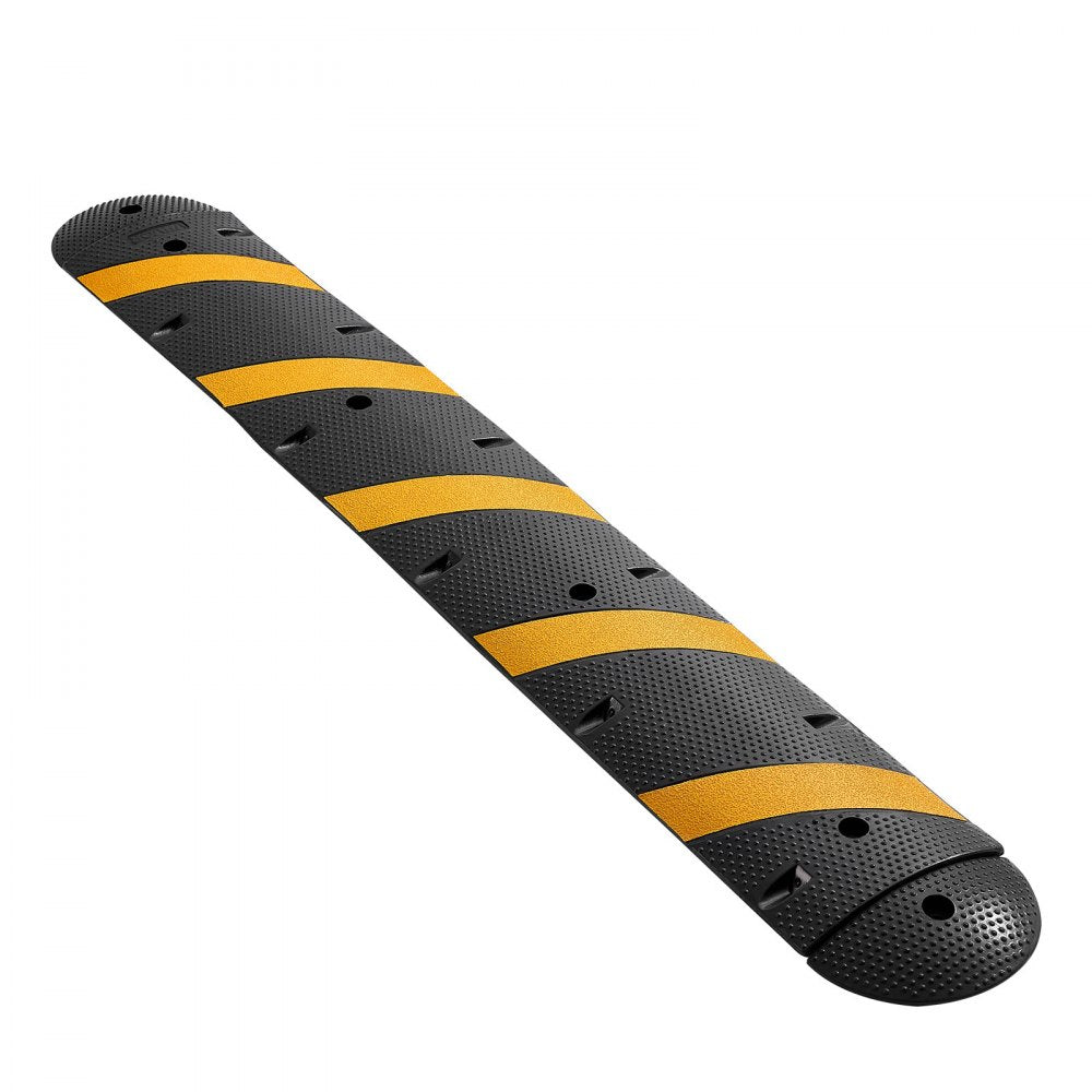 VEVOR 6FT Rubber Speed Bump, 2 Channel, Heavy Duty Traffic Speed Hump, 22000 lbs/axle Load Capacity, 72 in Cable Protector Ramp with Expansion Screws, for Asphalt Concrete Gravel Driveway Road, 1 Pack