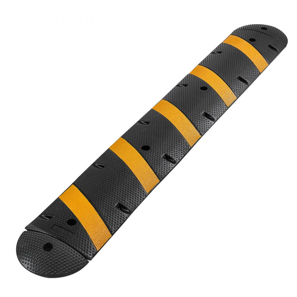 VEVOR 6FT Rubber Speed Bump, 2 Channel, Heavy Duty Traffic Speed Hump, 22000 lbs/axle Load Capacity, 72 in Cable Protector Ramp with Expansion Screws, for Asphalt Concrete Gravel Driveway Road, 1 Pack