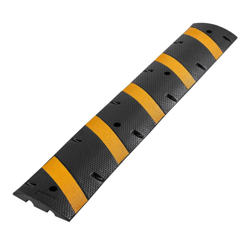 VEVOR 6FT Rubber Speed Bump, 2 Pack, 2 Channel Heavy Duty Traffic Speed Hump, 22000 lbs/Axle Load Capacity, 72 in Cable Protector Ramp with Expansion Screws, for Asphalt Concrete Gravel Driveway Road