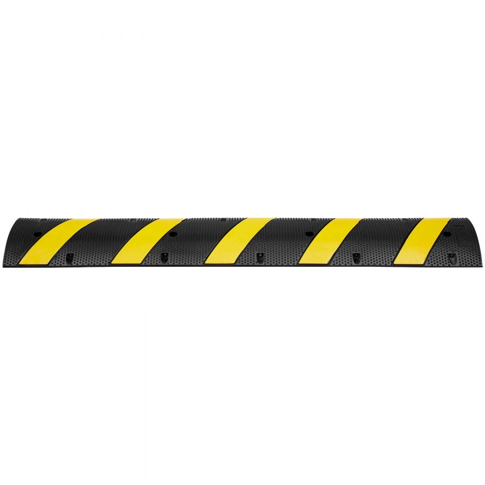 VEVOR 72'' Rubber Speed Bump, Dual Channel, Supports up to 22000 lbs, Durable Traffic Speed Hump with Bright Yellow Reflective Strip, Includes 4 Expansion Screws & Drill for Asphalt, Concrete, Grav