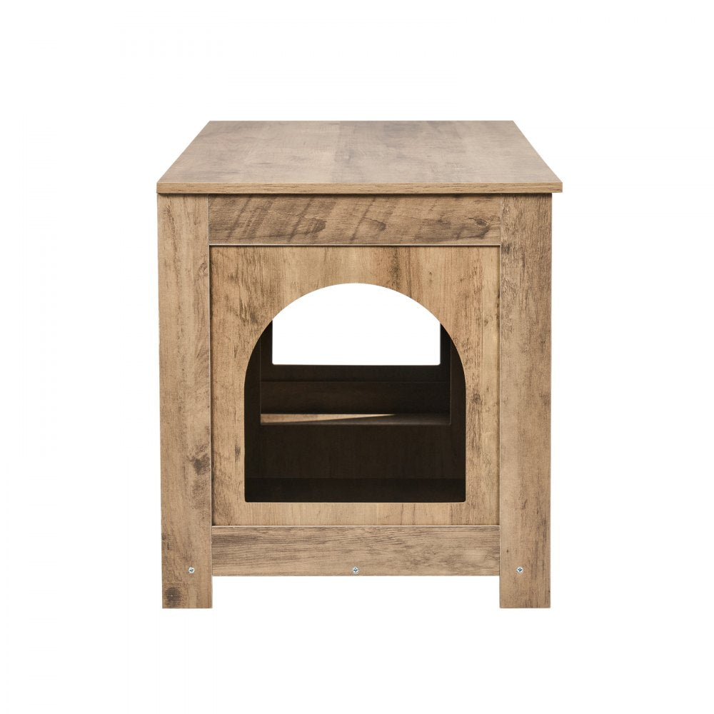 VEVOR Cat Litter Box Enclosure for 2 Cats, Litter Box Furniture Hidden with Double Rooms, Wooden Cat Box Cabinet Fit Most of Litter Box, 47.2"L x 18.5"W x 19.7"H, Greige