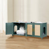 VEVOR Cat Litter Box Enclosure for Multi Cats, 47.2 in Hidden Litter Box Cabinet with 4 Rattan Doors & 2 Entries, Indoor Cat Washroom, Wooden Kitty House Furniture, Fit Most Litterboxes, Green