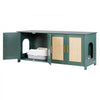 VEVOR Cat Litter Box Enclosure for Multi Cats, 47.2 in Hidden Litter Box Cabinet with 4 Rattan Doors & 2 Entries, Indoor Cat Washroom, Wooden Kitty House Furniture, Fit Most Litterboxes, Green