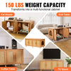 VEVOR Cat Litter Box Enclosure for 2 Cats, Litter Box Furniture Hidden with Rattan Decorated Doors, Wooden Cat Box Cabinet Fit Most of Litter Box, 47.2"L x 19.7"W x 21.7"H, Natural