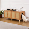 VEVOR Cat Litter Box Enclosure for 2 Cats, Litter Box Furniture Hidden with Rattan Decorated Doors, Wooden Cat Box Cabinet Fit Most of Litter Box, 47.2"L x 19.7"W x 21.7"H, Natural