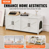 VEVOR Cat Litter Box Enclosure for 2 Cats, Litter Box Furniture Hidden with Double Rooms, Wooden Cat Box Cabinet Fit Most of Litter Box, 47.2"L x 18.5"W x 19.7"H, White