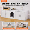 VEVOR Cat Litter Box Enclosure for 2 Cats, Litter Box Furniture Hidden with Double Rooms, Wooden Cat Box Cabinet Fit Most of Litter Box, 57.9"L x 18.3"W  x 17.9"H, White