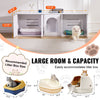 VEVOR Cat Litter Box Enclosure for 2 Cats, Litter Box Furniture Hidden with Double Rooms, Wooden Cat Box Cabinet Fit Most of Litter Box, 57.9"L x 18.3"W  x 17.9"H, White
