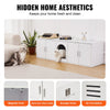 VEVOR Cat Litter Box Enclosure for 2 Cats, Litter Box Furniture Hidden with Double Rooms, Wooden Cat Box Cabinet Fit Most of Litter Box, 57.9"L x 18.3"W  x 17.9"H, White