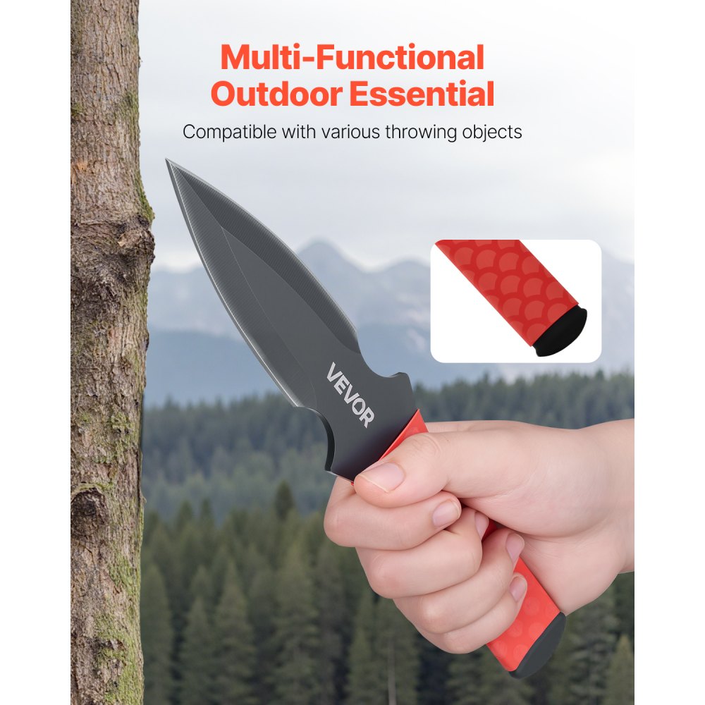 VEVOR Throwing Knives Set, 6 Pack, 8.9 inch Stainless Steel Well-balanced Knives with Protective Black Nylon Sheath, Ideal Companion for Throwing Products Axes, Sturdy for Recreation and Competition