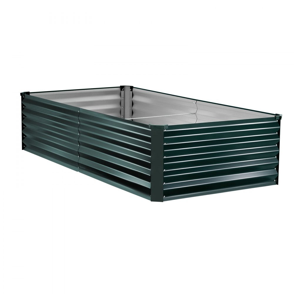 VEVOR Galvanized Raised Garden Bed, 6.67 x 3.35 x 1.51 ft, Rectangular Metal Planter Box Kit Outdoor, Rustproof Elevated Planting Box with Gloves, Alu-Zinc, for Growing Flowers Vegetables, Dark Green