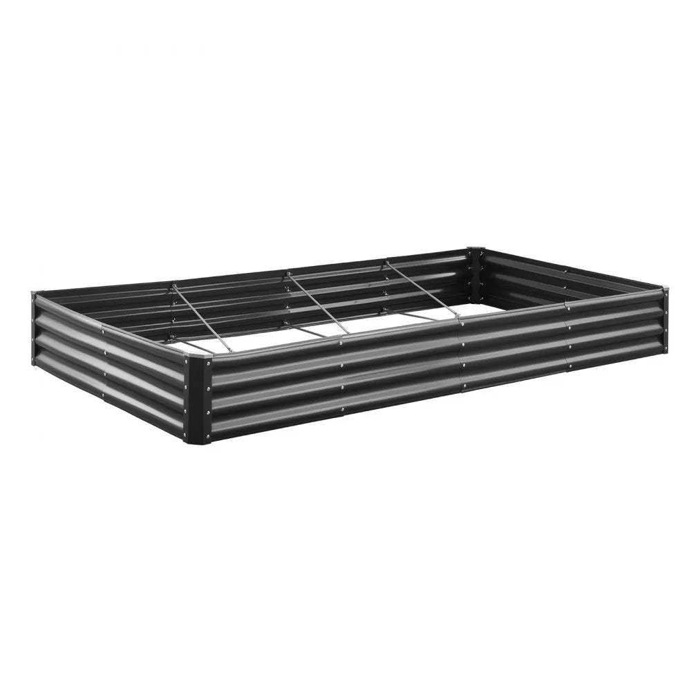 VEVOR Metal Raised Garden Bed, 8 x 4 x 1 ft Outdoor Galvalume Planter Garden Box, Open Bottom Design, Large Planter Raised Bed for Growing Vegetables, Flowers, Herbs, and Succulents, Dark Gray