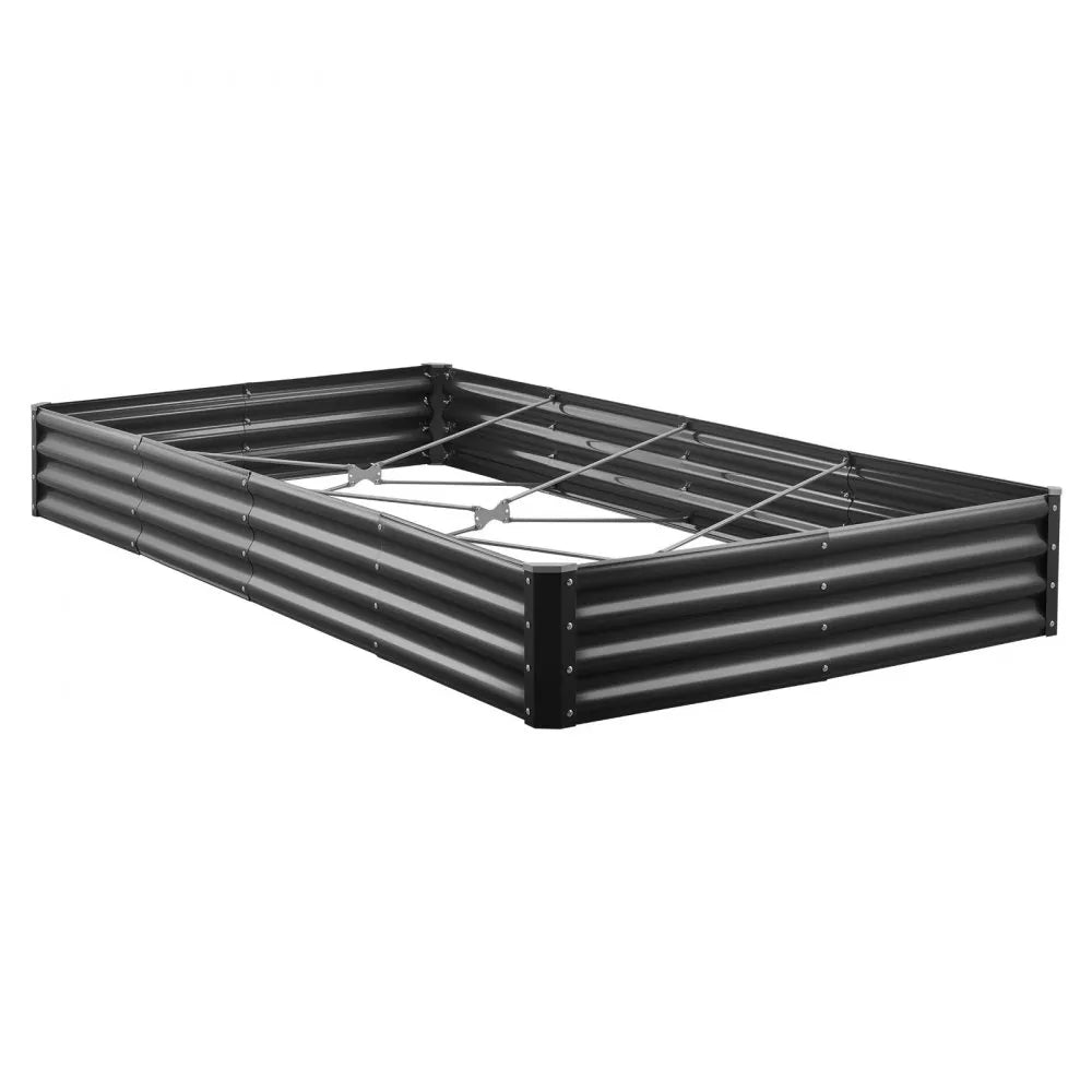 VEVOR Metal Raised Garden Bed, 8 x 4 x 1 ft Outdoor Galvalume Planter Garden Box, Open Bottom Design, Large Planter Raised Bed for Growing Vegetables, Flowers, Herbs, and Succulents, Dark Gray