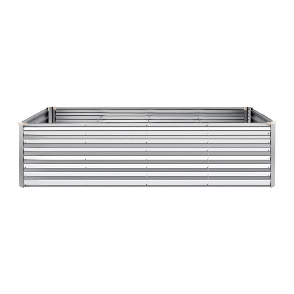 VEVOR Galvanized Raised Garden Bed, 8 x 4 x 2 ft, Rectangular Metal Planter Box Kit Outdoor, Bottomless Elevated Planting Box with Gloves, Rustproof Alu-Zinc, for Growing Flowers Vegetables, Silver