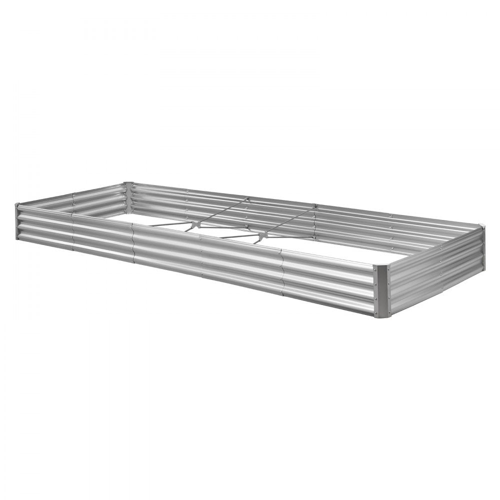 VEVOR Metal Raised Garden Bed, 12 x 4 x 1 ft Outdoor Galvalume Planter Garden Box, Open Bottom Design, Large Planter Raised Bed for Growing Vegetables, Flowers, and Succulents, Galvanized Color
