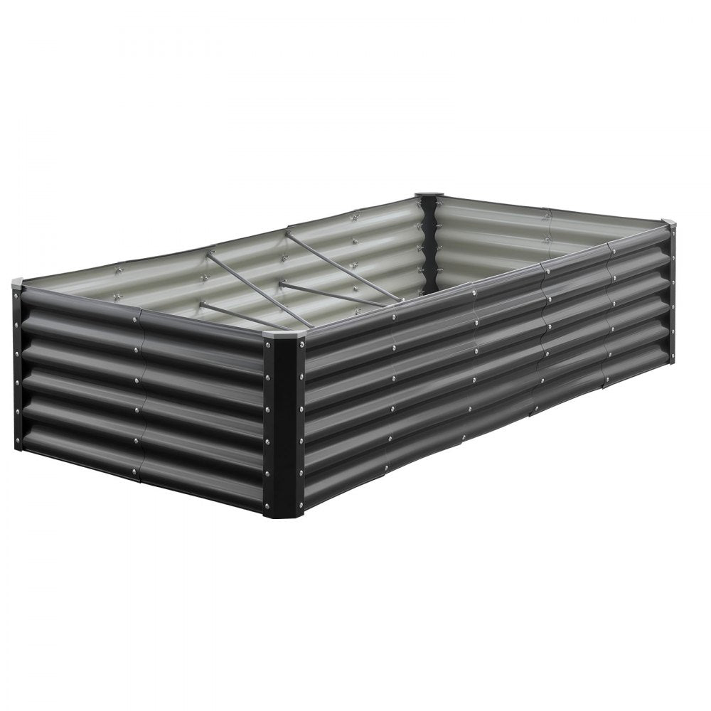 VEVOR Metal Raised Garden Bed, 6 x 3 x 1.4 ft Outdoor Galvanized Planter Garden Box, Open Bottom Design, Large Planter Raised Bed for Growing Vegetables, Flowers, Herbs, and Succulents, Dark Gray