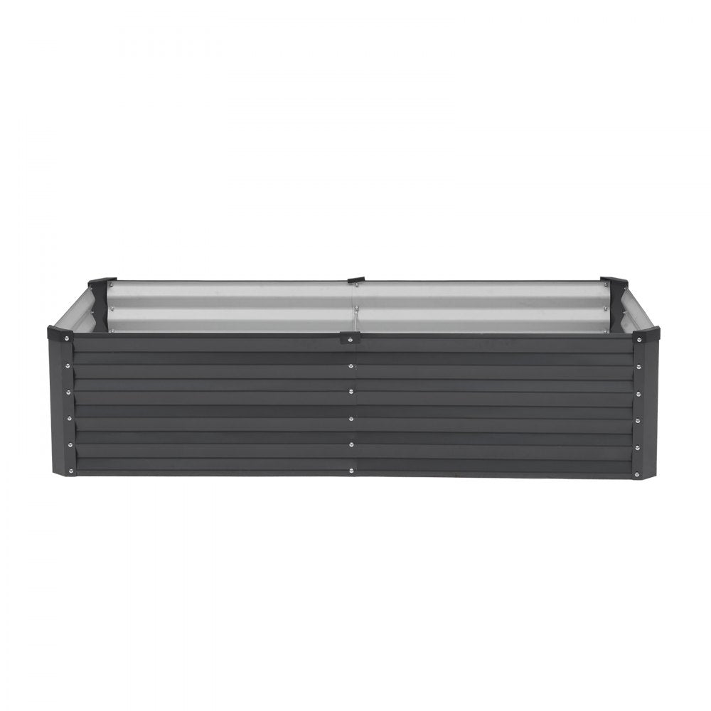VEVOR Metal Raised Garden Bed, 6 x 3 x 1.5 ft Outdoor Galvanized Planter Box, with Open Bottom, Large Planter Raised Bed for Gardening Vegetables, Flowers, Herbs, and Succulent Plants, Dark Gray