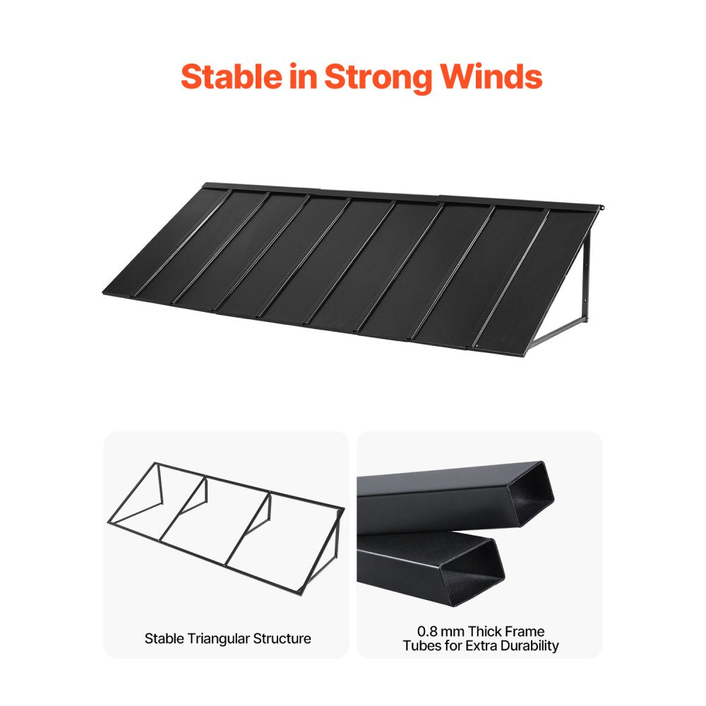 VEVOR Fixed Metal Awning 104 x 36 in, Window Awning Door Canopy, Stable Triangle Steel Frame Awnings for Doors Exterior Rain, Snow & Sunlight Protection for Door Entrance, Windows, Porches, Balconies