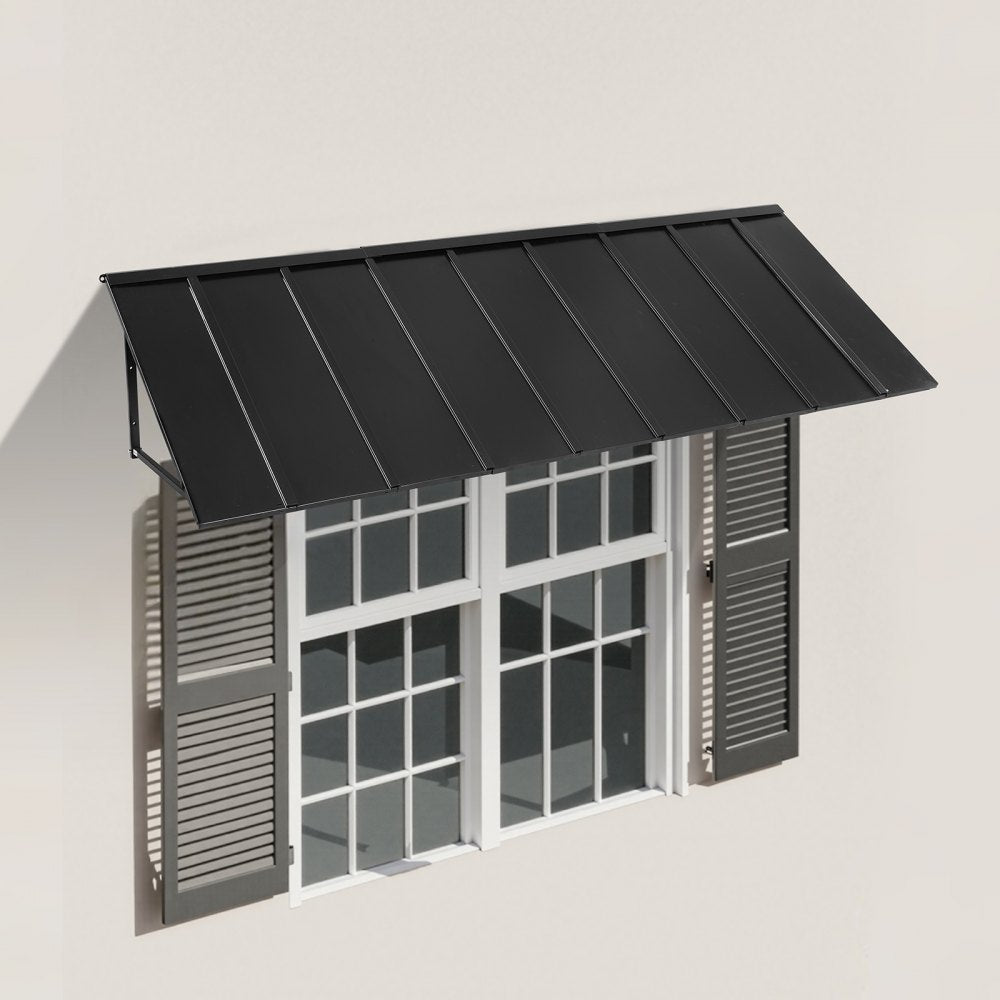 VEVOR Fixed Metal Awning 104 x 36 in, Window Awning Door Canopy, Stable Triangle Steel Frame Awnings for Doors Exterior Rain, Snow & Sunlight Protection for Door Entrance, Windows, Porches, Balconies