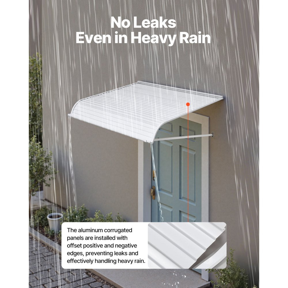 VEVOR Aluminum Awning 48 x 42 in, Durable Window Awning Door Canopy, Lightweight and Stable Aluminum Exterior Awnings Rain Snow Sunlight Protection for Door Entrance Windows Patio Porch