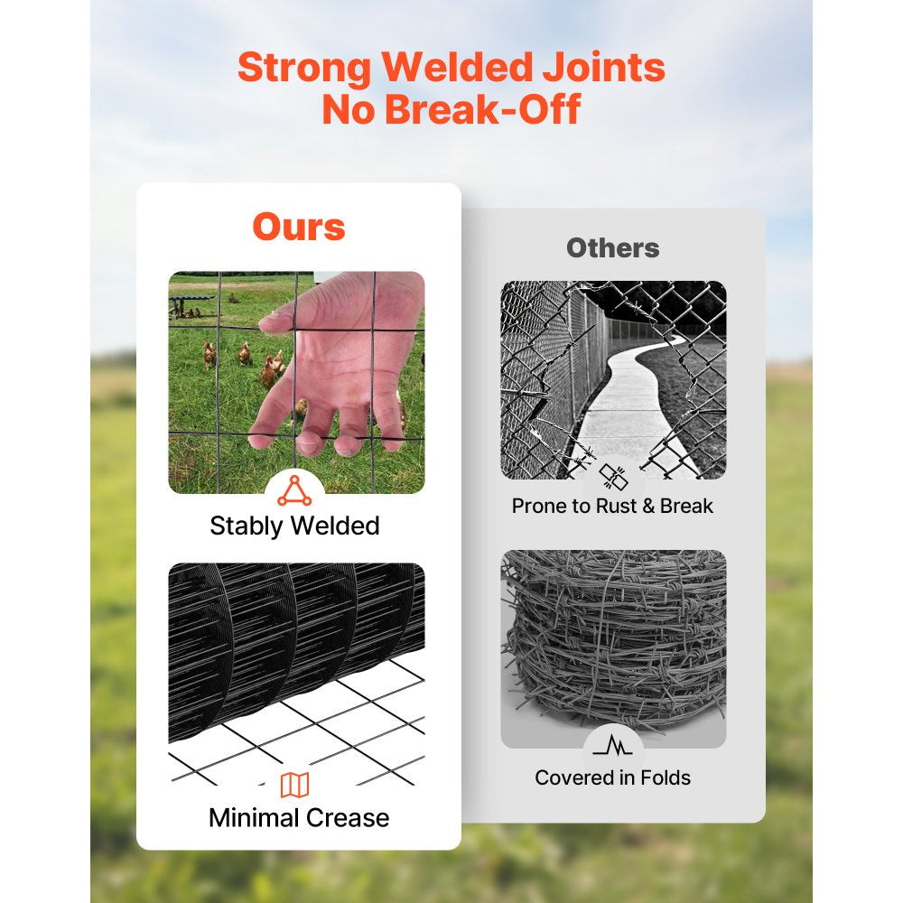VEVOR Hardware Cloth 24 in x 25 ft, 2 x 3 in Mesh 16 Gauge Galvanized Wire Mesh Roll, Weather-Resistant Vinyl Coated Chicken Wire Fencing, Heavy Duty Welded Garden Plant Fencing for Rabbit Cage Snake