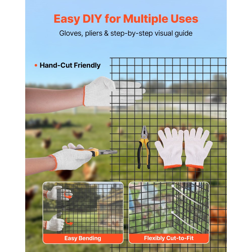 VEVOR Hardware Cloth 24 in x 50 ft, 1/2 in 19 Gauge Galvanized Wire Mesh Roll, Weather-Resistant Vinyl Coated Chicken Wire Fencing, Heavy Duty Welded Garden Plant Fencing for Rabbit Cage Snake Fence