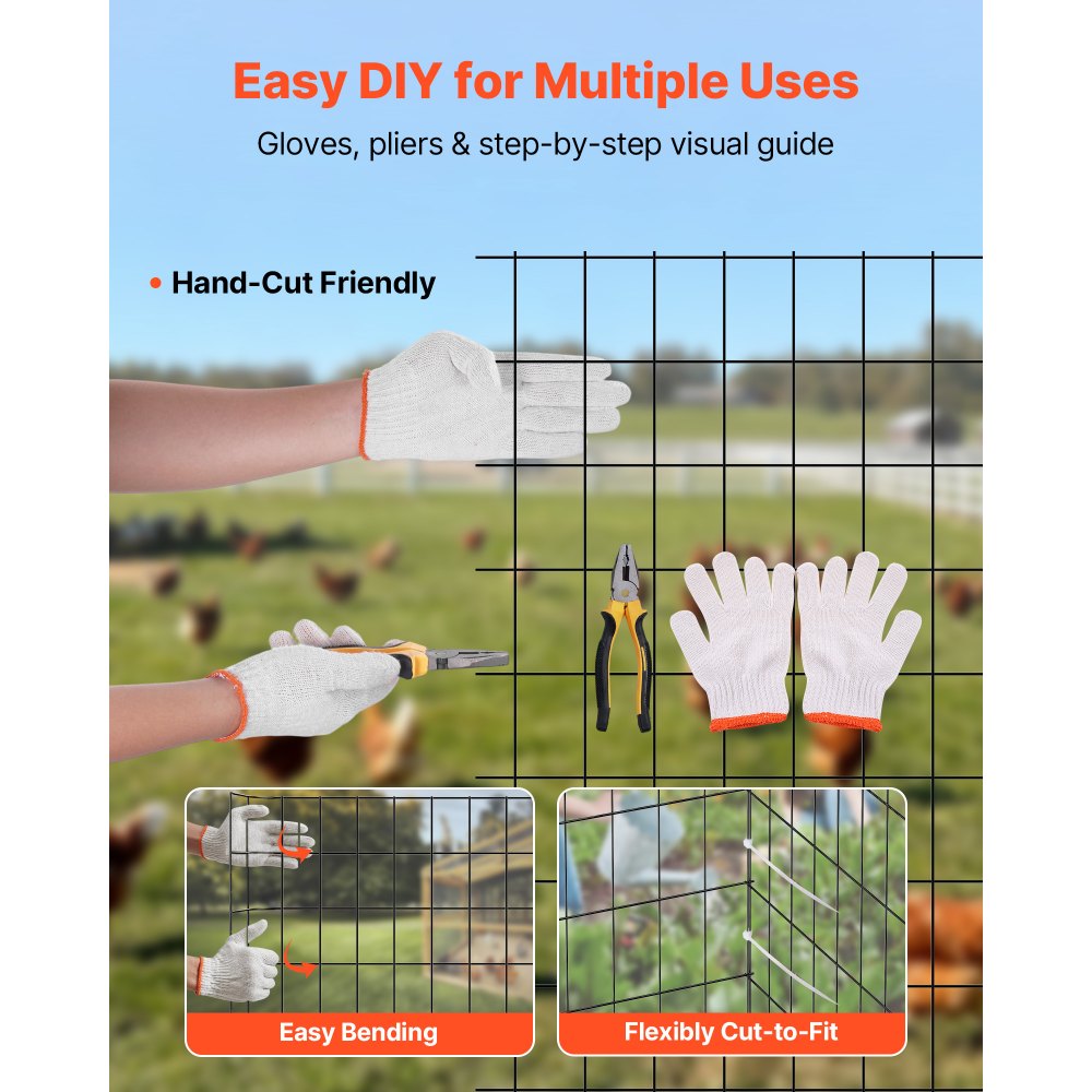 VEVOR Hardware Cloth 36 in x 25 ft, 2 x 3 in Mesh 16 Gauge Galvanized Wire Mesh Roll, Weather-Resistant Vinyl Coated Chicken Wire Fencing, Heavy Duty Welded Garden Plant Fencing for Rabbit Cage Snake