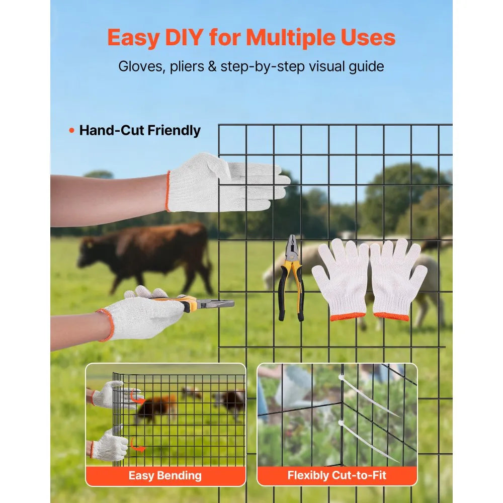 VEVOR Farm Fence,  48 in x 50 ft, 2 x 4 in Mesh 14 Gauge Galvanized Steel Wire Fencing for Cattle, Hog & Sheep , Heavy Duty Vinyl Coated Livestock Fence for Animal Enclosures, Cage Wire, Garden Fences