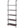 VEVOR Ladder Shelf, 5-Tier Bookshelf 24x11.8in, Open Wall-Mounted Ladder Shelf with Metal Frame,Storage Rack Sundries Holder for Kitchen Bedroom Bathroom Living Room, Black