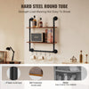 VEVOR Industrial Pipe Shelf, 2 Tier 24x7.87in, Wall-Mount Floating Rustic Wood Shelves Bracket Display Bookshelf, Storage Rack Sundries Holder for Kitchen Bedroom Bathroom Living Room, Black