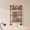 VEVOR Industrial Pipe Shelf, 3 Tier 24x7.87in, Wall-Mount Floating Rustic Wood Shelves Bracket Display Bookshelf, Storage Rack Sundries Holder for Kitchen Bedroom Bathroom Living Room, Black