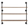VEVOR Industrial Pipe Shelf, 3 Tier 48x9.84in, Wall-Mount Floating Rustic Wood Shelves Bracket Display Bookshelf, Storage Rack Sundries Holder for Kitchen Bedroom Bathroom Living Room, Black