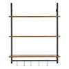 VEVOR Industrial Pipe Shelf, 3 Tier 32x9.84in, Wall-Mount Floating Rustic Wood Shelves Bracket Display Bookshelf, Storage Rack Sundries Holder for Kitchen Bedroom Bathroom Living Room, Black
