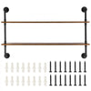 VEVOR Industrial Pipe Shelf, 2 Tier 48x 9.84in, Wall-Mount Floating Rustic Wood Shelves Bracket Display Bookshelf, Storage Rack Sundries Holder for Kitchen Bedroom Bathroom Living Room, Black