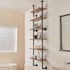 VEVOR Industrial Pipe Shelf, 6 Tier 24x9.84in, Wall-Mount Floating Rustic Wood Shelves Bracket Display Bookshelf, Storage Rack Sundries Holder for Kitchen Bedroom Bathroom Living Room, Black
