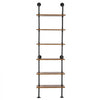 VEVOR Industrial Pipe Shelf, 6 Tier 24x9.84in, Wall-Mount Floating Rustic Wood Shelves Bracket Display Bookshelf, Storage Rack Sundries Holder for Kitchen Bedroom Bathroom Living Room, Black