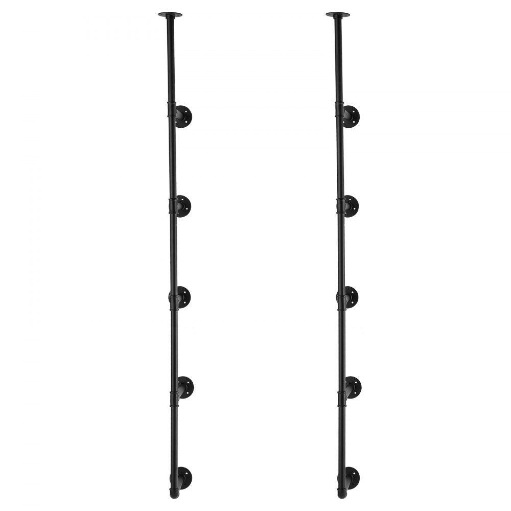 VEVOR Industrial Pipe Shelf, 5 Tier 2PCS, 9.84in Applicable Board Width Wall-Mount Floating Rustic Wood Shelves Bracket Bookshelf,Storage Holder for Kitchen Bedroom Bathroom, (Planks NOT Included)